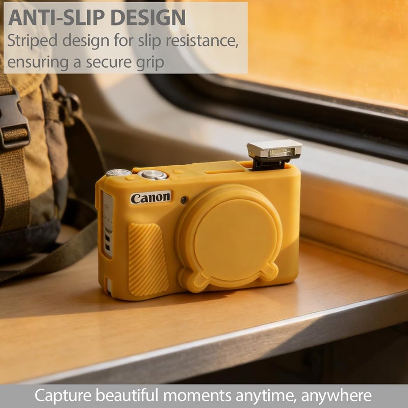 Frevyve Case for Canon PowerShot SX740 HS, SX730 HS Camera, Soft Silicone Protective Case, Slim Fit Sleeve with Removable Lens Cover and Screen Protector Accessories, Anti-Scratch (Champagne Gold) - Image 4